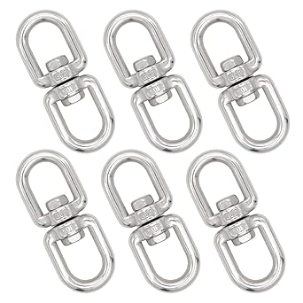 6 PCS M6 Stainless Steel Double Ended Swivel Eye Hook, Eye to Eye Swivel Shackle Ring Connector Hardware Double Ended Swivel Hook