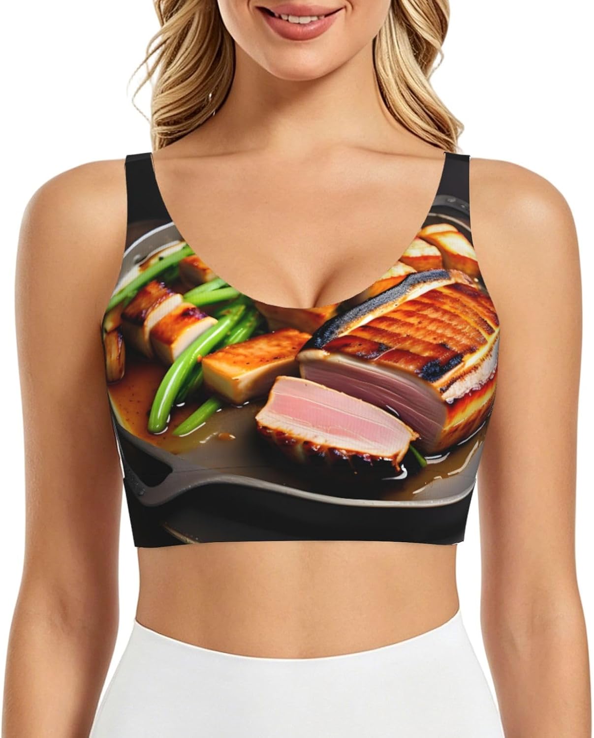 Delicious Grilled Meat Women's Sports Vest, Light Running Gear, Soft Polyester for Fitness Exercise Outfit