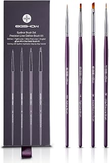 EIGSHOW 4Pcs Vegan Eyeliner Brush Set - Ultra Fine Precision Brushes for Gel Liner, Winged Eyes, Brows & Face Painting