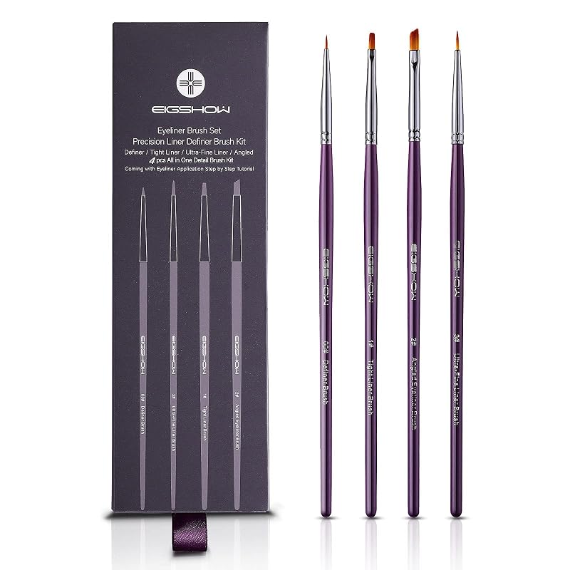 EIGSHOW Conjunto de Pincéis para Delineador com Fibras de Nylon, 4 Unidades