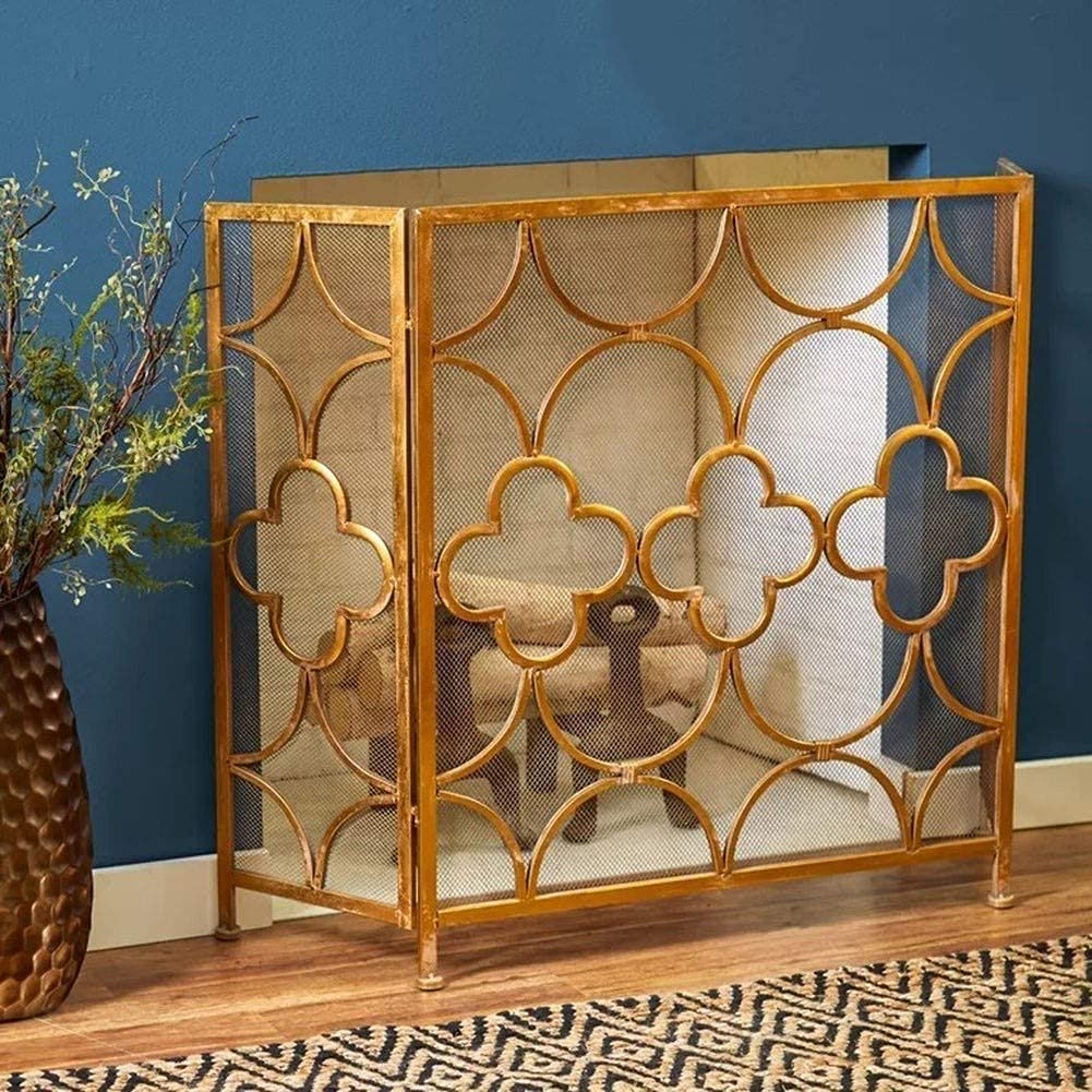 Pare-étincelles Pliable à 3 Panneaux avec Maille métallique – Protection Contre Les étincelles d'intérieur en Fer forgé pour la sécurité des bébés/Enfants/Animaux domestiques The New