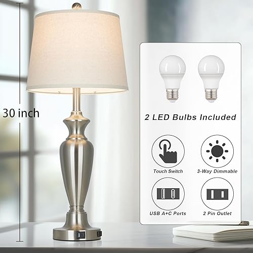 Miniatura 2 de Juego de 2 lámparas de mesa, color plateado