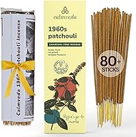 Vista 1 de Paquete de varillas de incienso de pachulí de los años 1960 - (80 varillas) Incienso sin carbón, hecho de flores recicladas Varillas de incienso