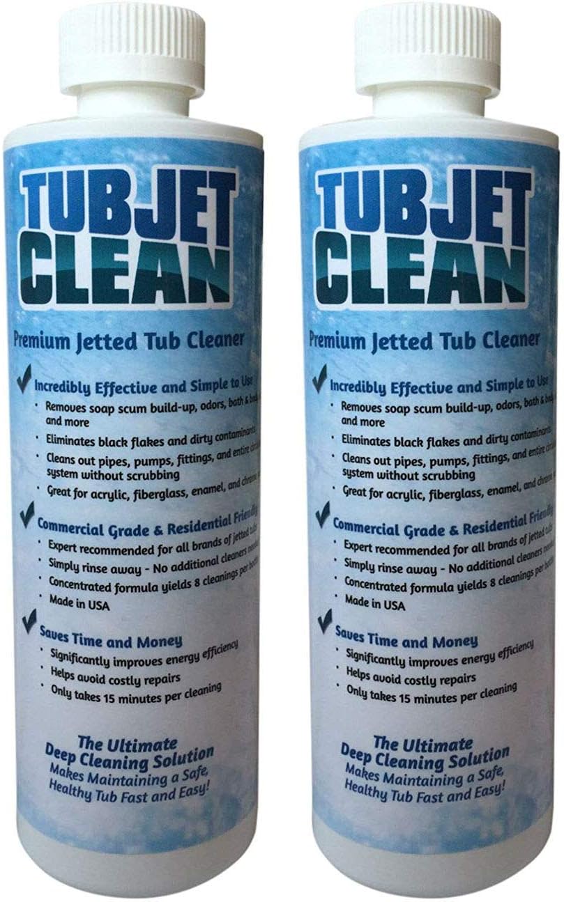 Jetted Tub Cleaner Easy, Safe, Concentrated Self Cleaning Bath Tub Jet and Plumbing System Cleaner for Your Hot Tub, Whirlpool, Spa, or Jacuzzi - (Premium Formula - 8 cleanings per bottle) (2 bottles)