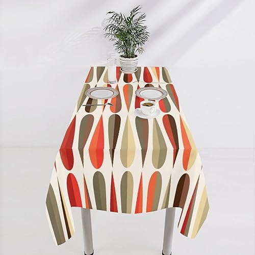 Miniatura 923 de Mantel floral hippie, diseño retro de los años 70, naranja, rosa, azul, floral, bohemio, estampado estético de margaritas, para fiesta, picnic