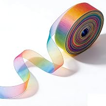 AirSun 50 Yards Rainbow Sheer Organza Chiffon Ribbon, 1 inch Iridescent Curling Ribbon for Gift Wrapping Birthday Christmas Decoration Ribbons for Wrapping