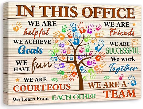 In This Office Wall Decor,Positive Teamwork Quote We Are A Team Wall Art Canvas Framed for Home Office Wall Decor 12 x 15 in