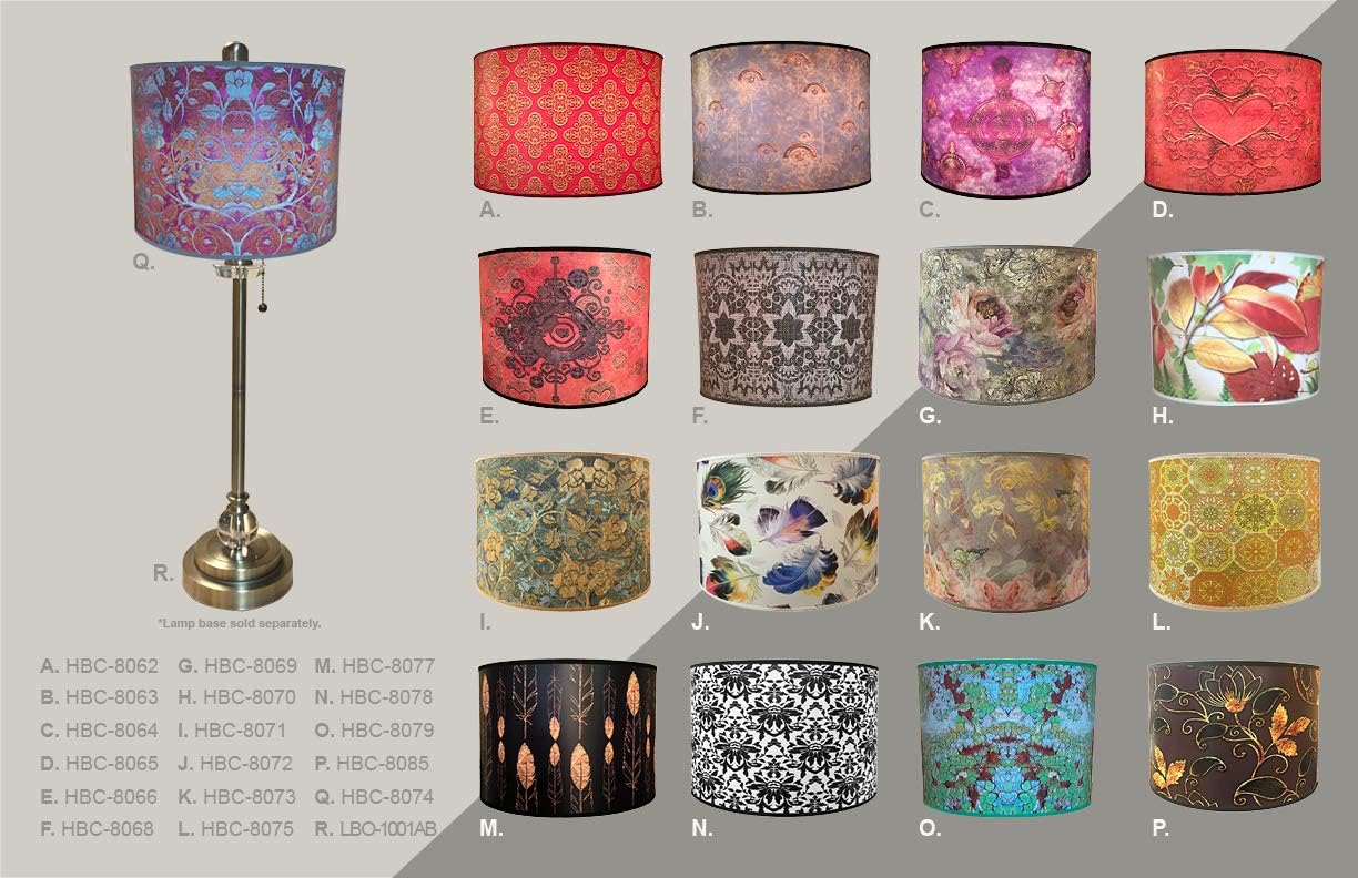 Royal Designs, Inc. Trendy Decorative Handmade Drum Shade, Made in USA, 14in, HBC-8078-14, Rorschach Floral