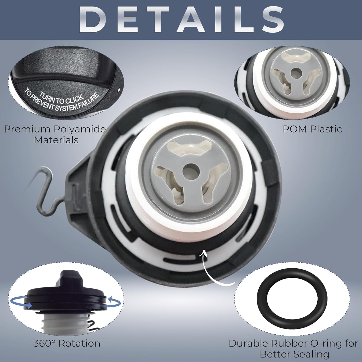 Gas Cap Replacement Seal Tether, Fuel Cable Wire, Fuel Cap Strap for Volvo 2010-2018 XC60, 2003-2005 XC90, 2011-2018 S60, 2004-2009 S60, 2007-2015 S80, 2015-2018 V60, 2003-2010 V70,31392044
