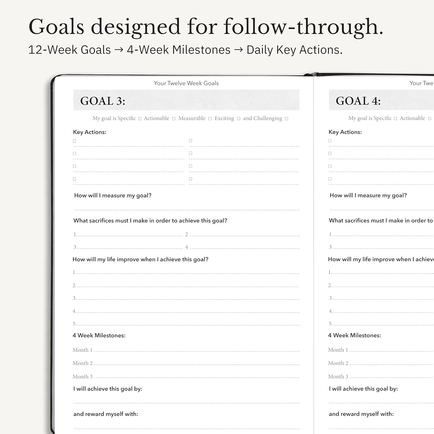 The Phoenix Journal - Quarterly Goal Planner, Daily Planner Journal & Organizer for Goal Setting, Productivity & Focus - Undated 12 Week Planner, Weekly & Monthly Planning, Habit Tracking - Hardcover - Black