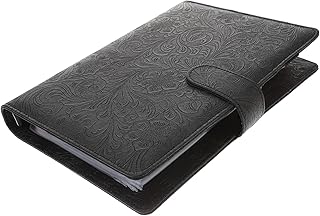 ifundom 1 Conjunto De Livro De Orçamento A5 Fichário De Couro Pu Fichário De Recheio De Dinheiro Fichário Planejador De Orçamento Fichário Bolsa Com Zíper De Couro A5 Fichário Fichário