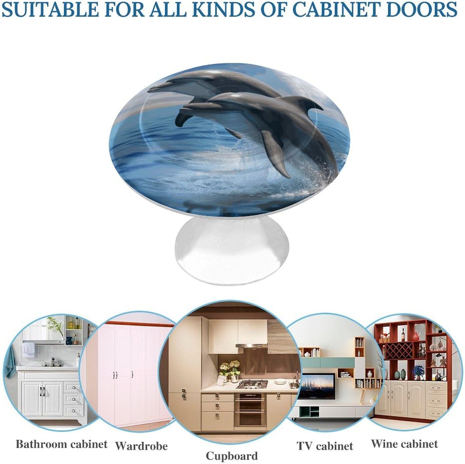 Cabinet Handles Round Drawer Pulls Two Dolphins Dresser Knobs for Cabinets and Drawers Handle Kitchen Cabinet Pulls for Bathroom Cupboard Drawers Cabinet Pulls for Kitchen Door