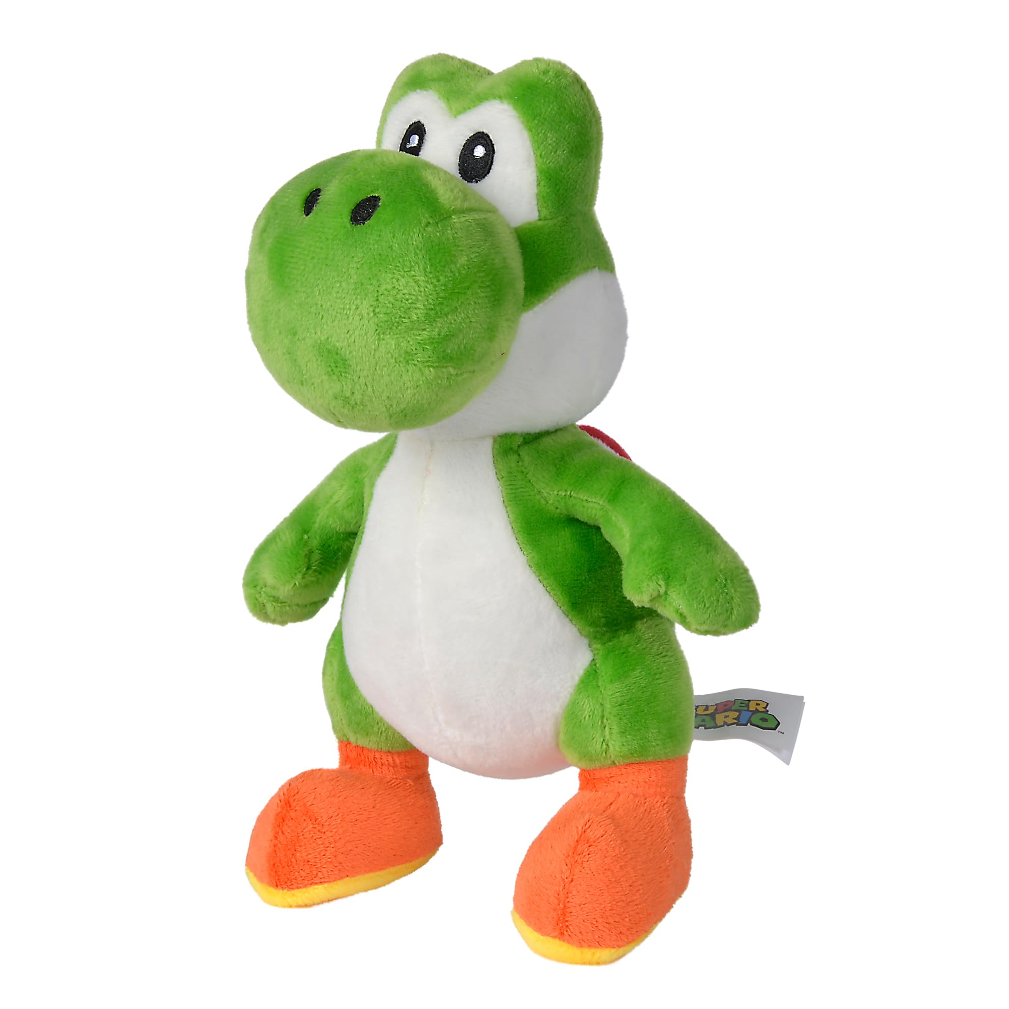 Close-up of the Simba Toys Plush Yoshi's embroidered eyes and stitched detailing.
