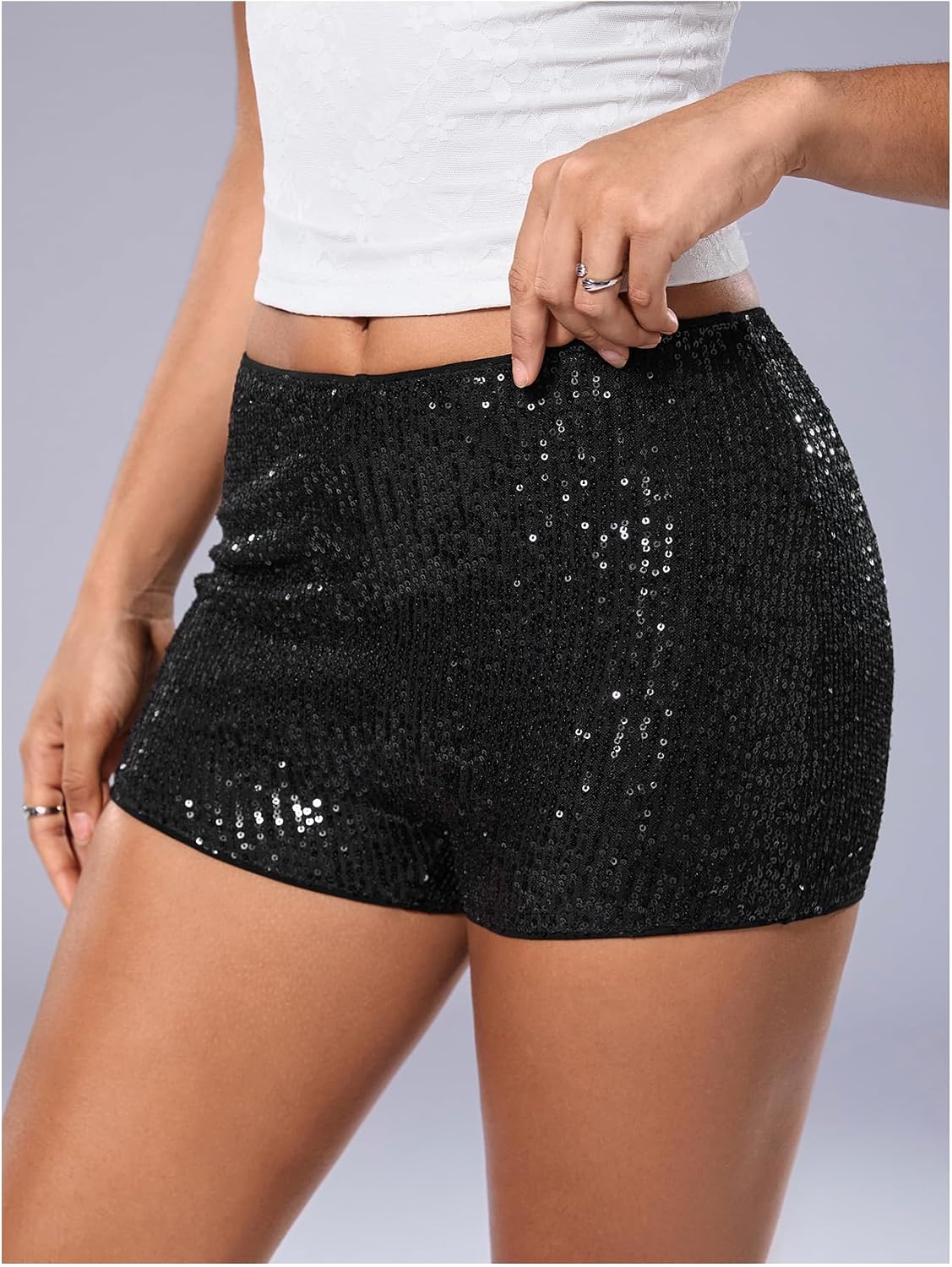 SHENHE Women's Sequin Micro Shorts Sparkly Y2k Sexy Rave Mini Shorts