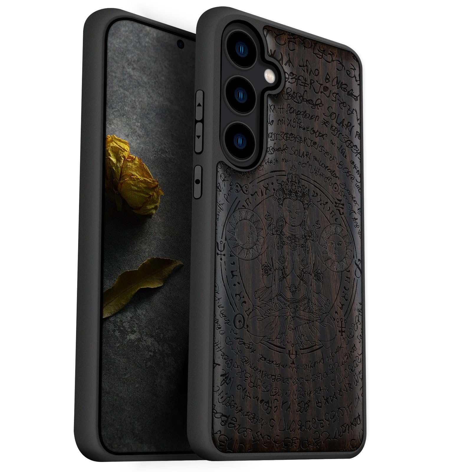 Coque bois S24 antichoc étui rigide protège Samsung 5G