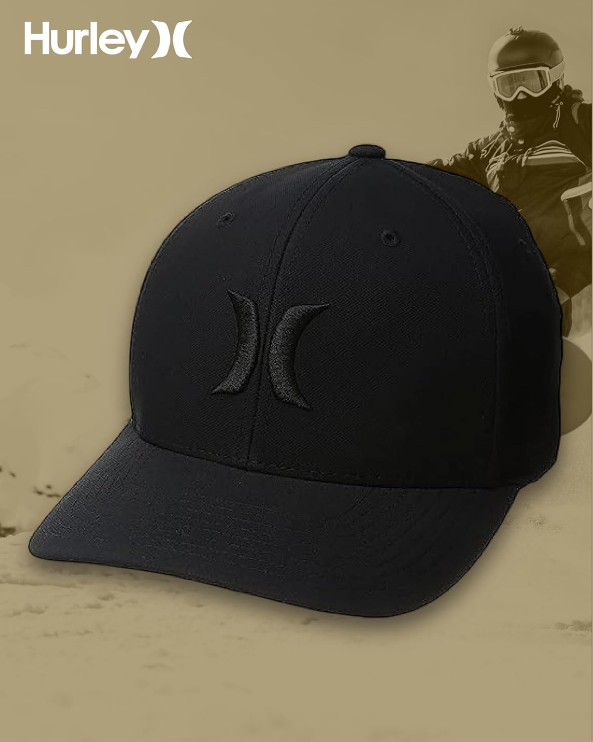 Hurley Mens Cap - One and Only Black Trucker Flexfit Hat Baseball Cap for Men