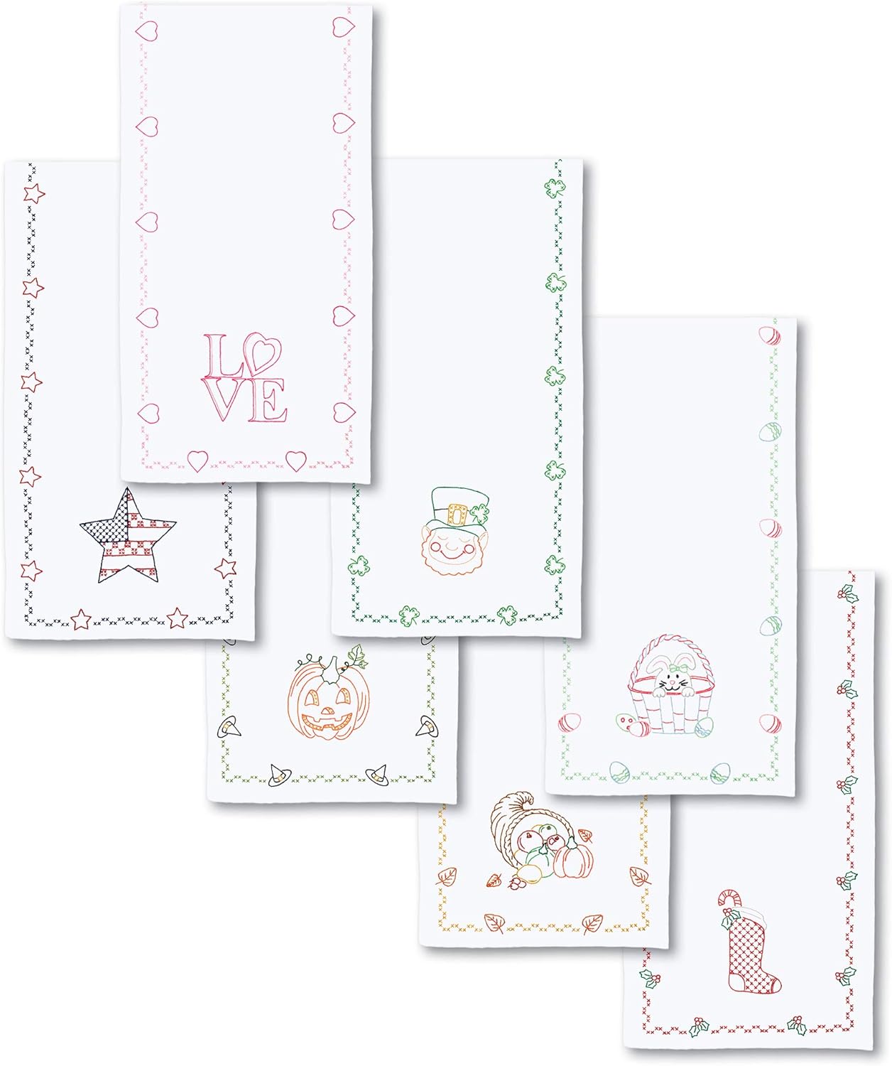 Jack Dempsey Needle Art Holidays embroider tablerunner, white