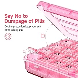 Zoksi Monthly Pill Organizer 1 Time a Day, 30 Day Pill Box Organizer Once a Day, One Month Large Pill Case for Travel, 31 Day Daily Medcine Container for Vitamins, Supplement & Medication (Pink)