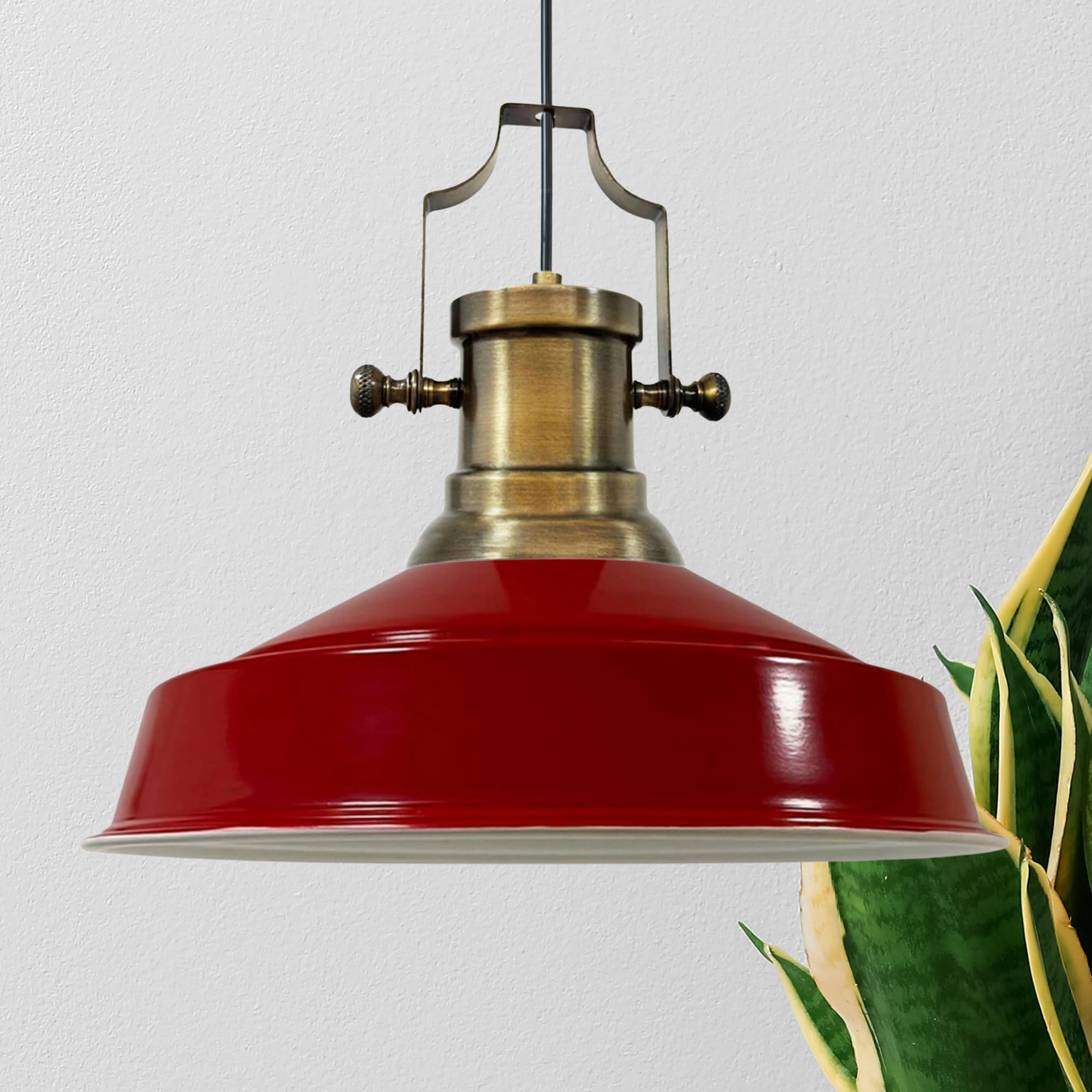 bamyum Asletl Pendant Light Vintage Metal 40 cm, Lamp Shades Ceiling, Kitchen Lights Ceiling E27, Industrial Lamp Shades Ceiling, Metal Pendant Light Fitting for Living Room, Red — image 1