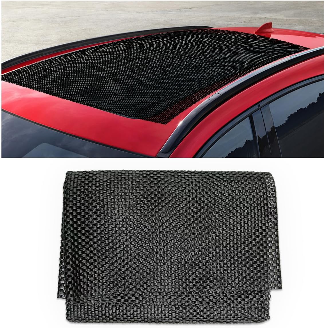 Car Roof Non-Slip Rug Pad, PVC Roof Cargo Bag Protective Mat, 47'' x 39.4'' Rooftop Cargo Carrier Bag, Multipurpose Home Liner for Kitchen, Bathroom, Shoe (Black)