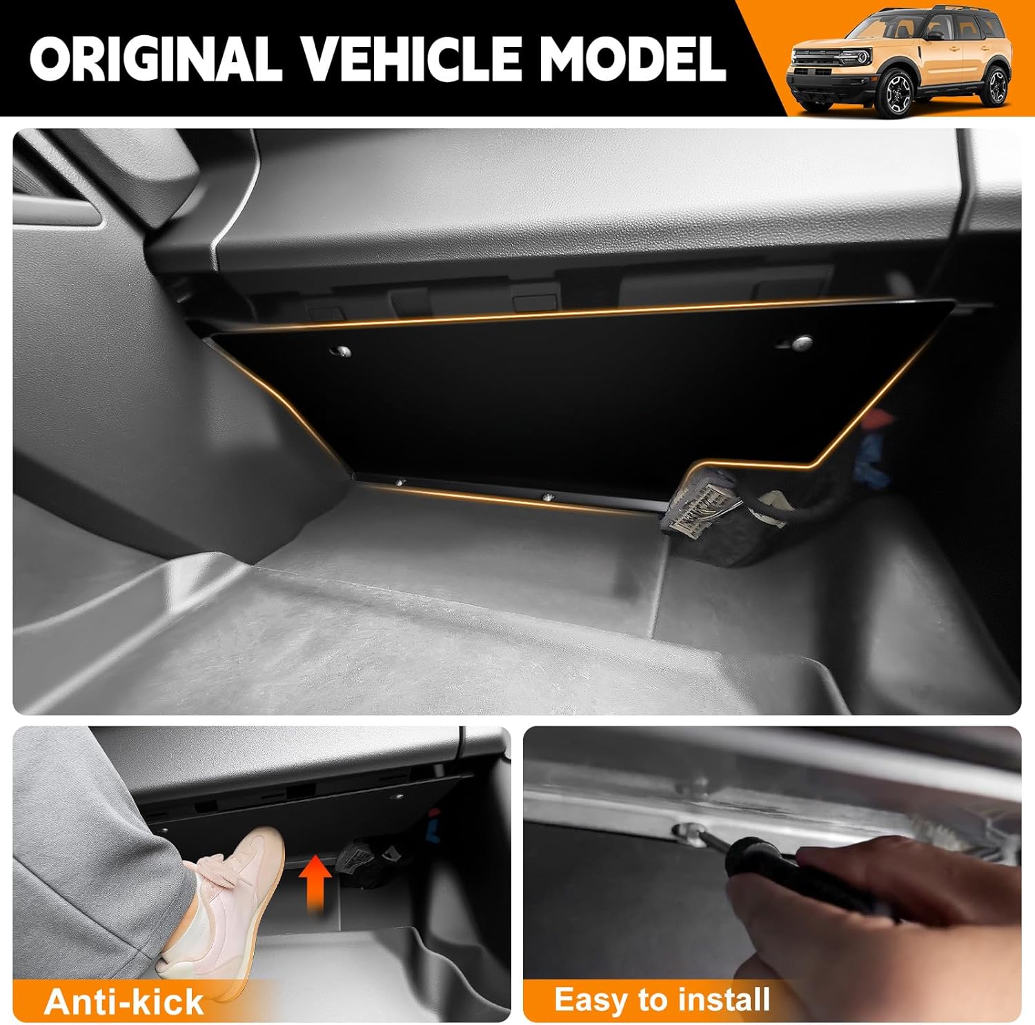Dashboard Kick Panel Compatible with 2021-2024 Ford Bronco Sport Lower Dashboard Guard Driver Passenger Anti Kick Plate for Bronco Sport Accessories
