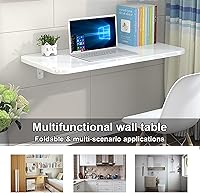 Vista 2 de Mesa plegable de lavandería, mesa de madera para montar en la pared, escritorio para computadora, mesa de pared estable y resistente para cocina