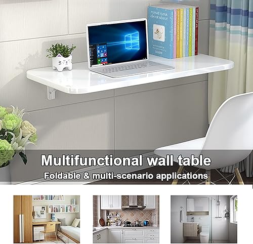 Miniatura 2 de HADIIH Mesa plegable de lavandería, mesa de madera para montar en la pared, escritorio para computadora, mesa de pared estable y resistente para