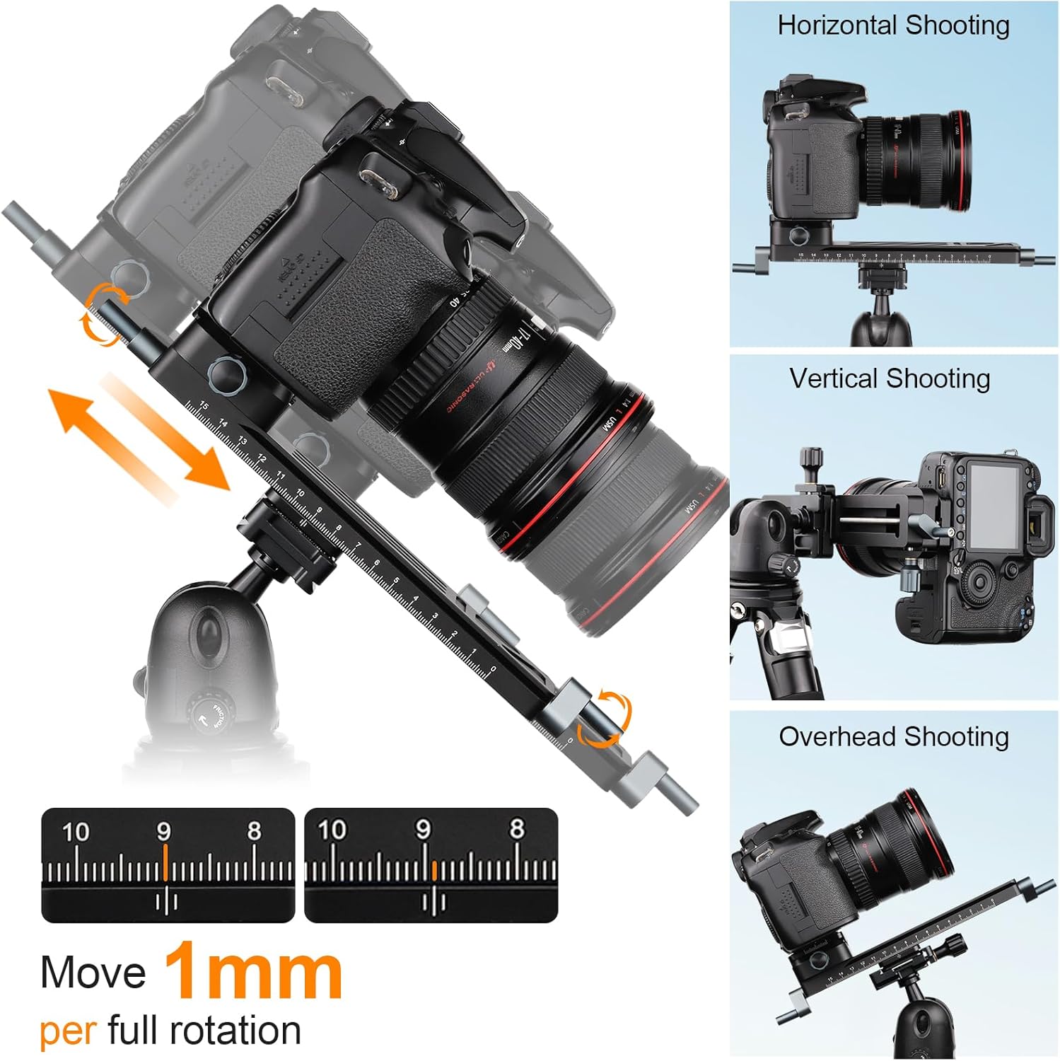 Leftfoto Precise Stable Geared Macro Focusing Rail Slider,Bidirectional Adjustment for Close-up Shooting Macro Photography with Arca-Swiss Dovetail Quick Release Plate