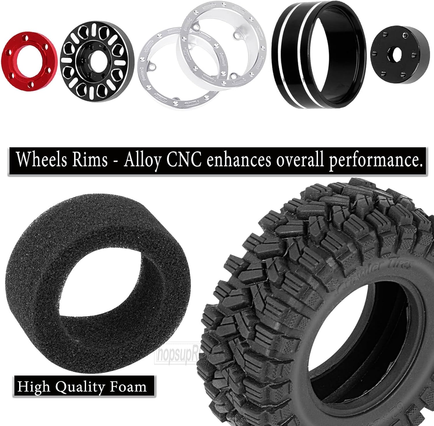 RC 1.2 Beadlock Wheels & 1.2 Tires Adjustable 4 Offsets Rims for 1/18 TRX4M 1/24 SCX24 RC Crawler Car,1.2 Beadlock Wheels Adjustable 4 Negative Offsets Rims (4pcs Black with Silver)