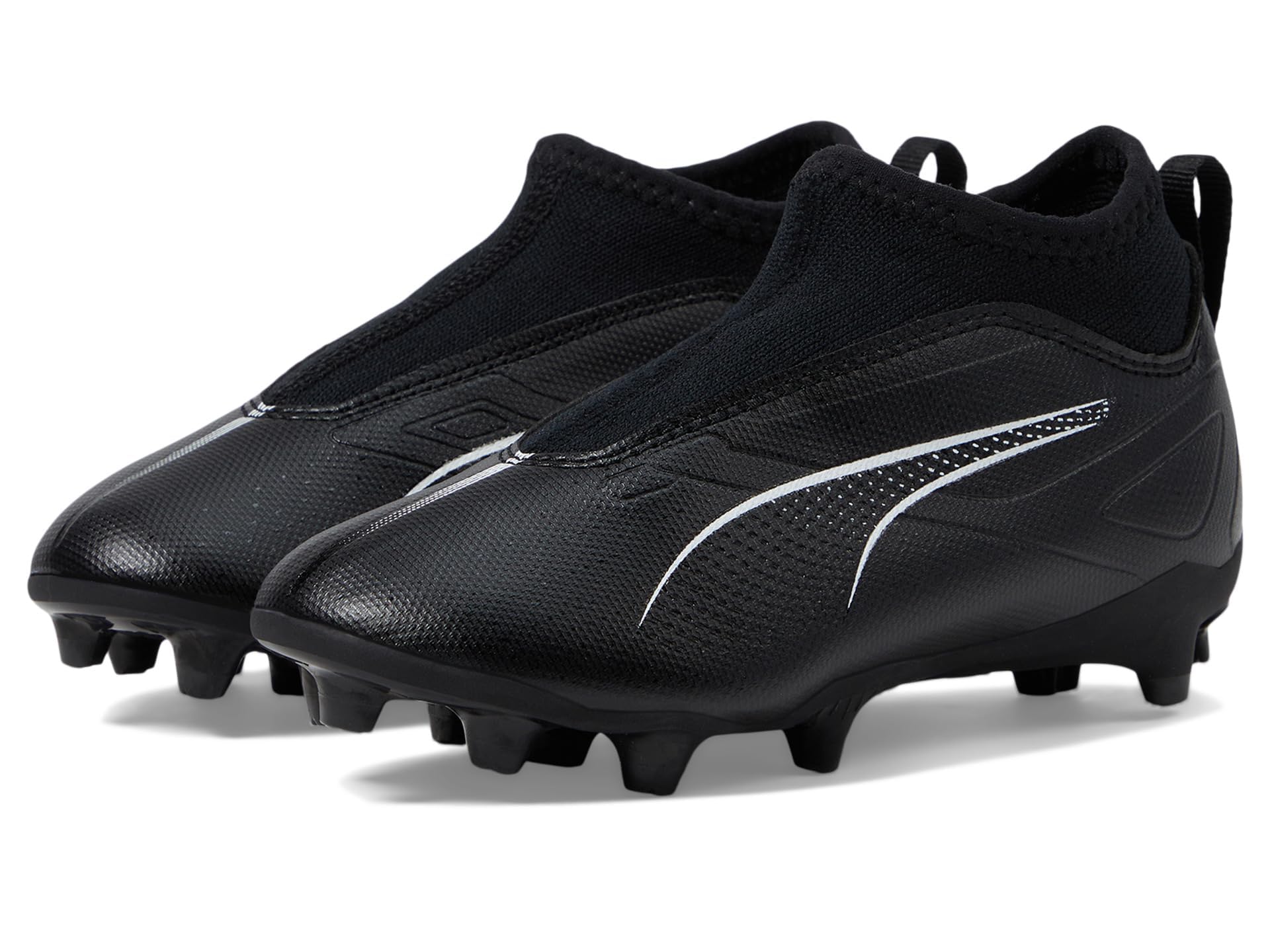 PUMA Ultra Match Laceless Firm Artificial Ground Sneaker, Black White, 6.5 US Unisex Big Kid