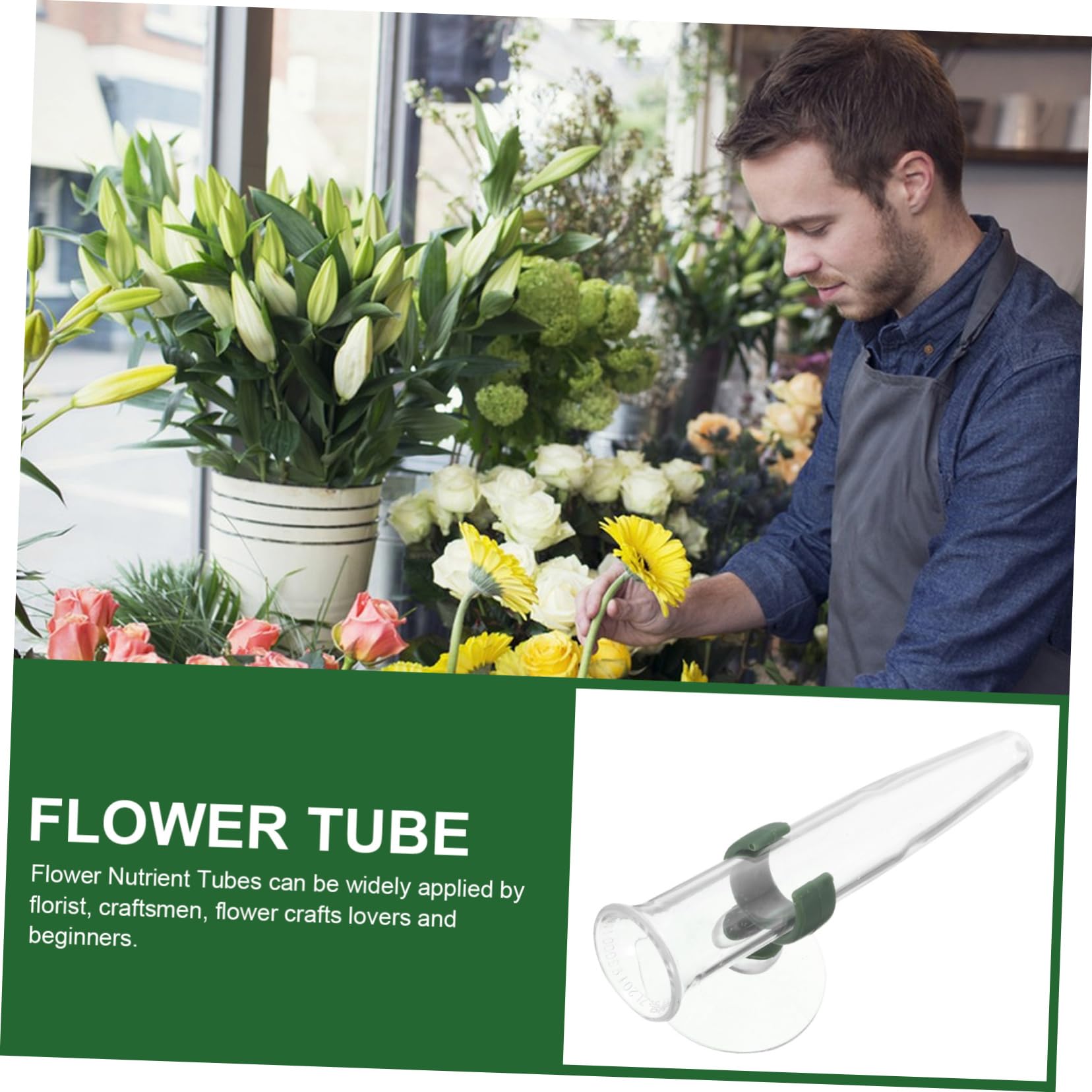 FUNOMOCYA 8pcs Plastic Flower Water Tubes Suction Cup Floral Vials Flower Arrangement Supplies