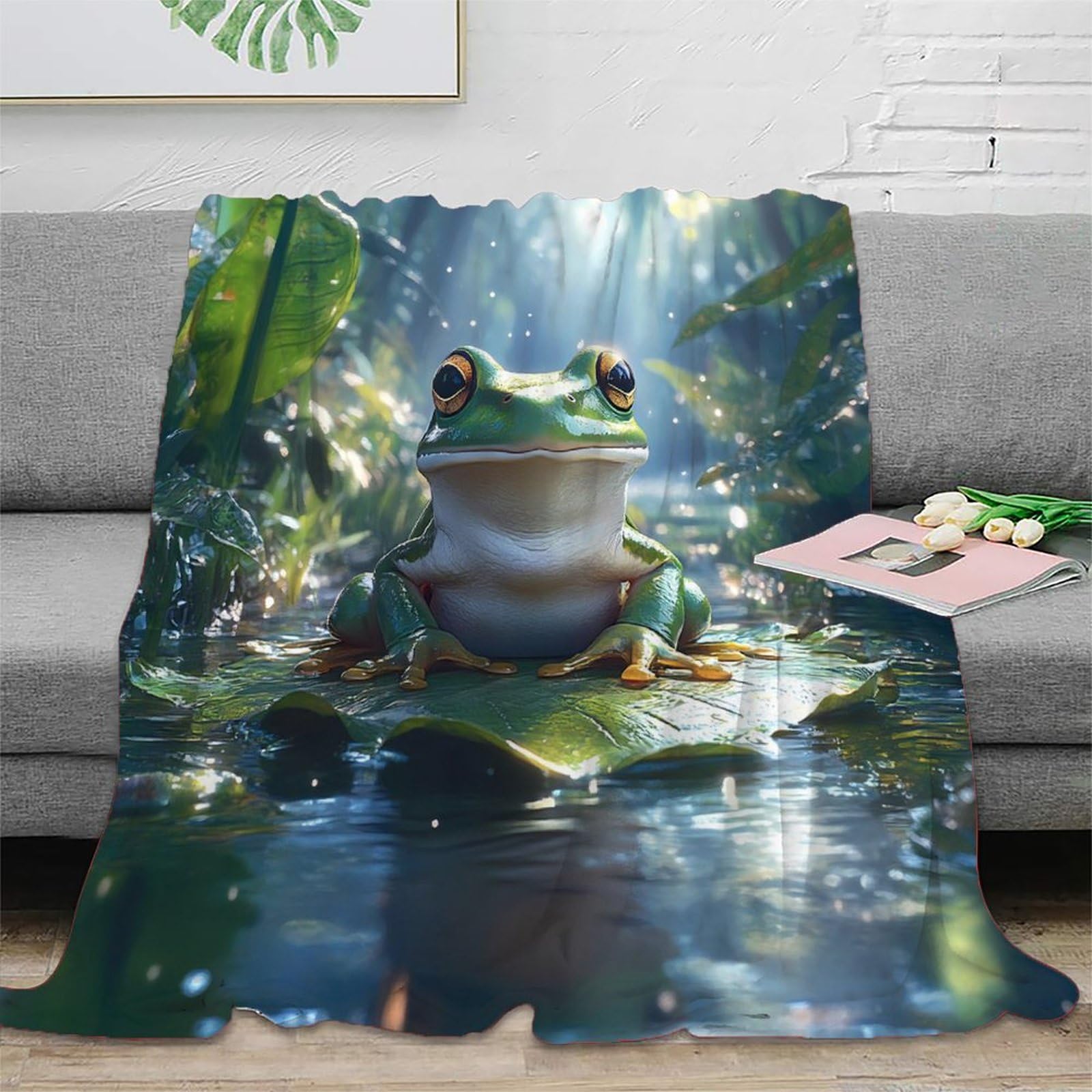 Couverture Grenouille 3D en microfibre 150x200cm pour canapé