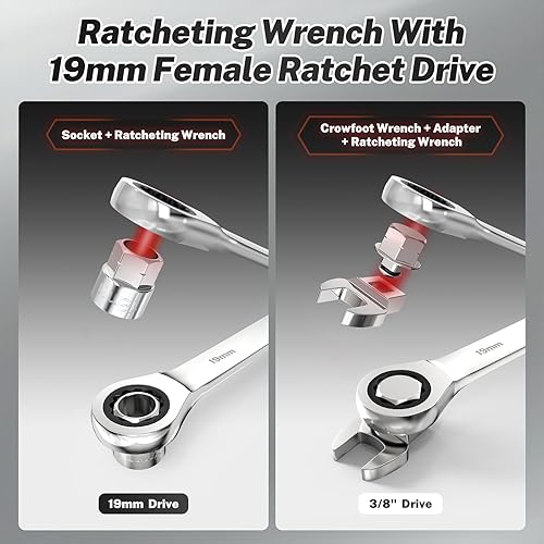 Miniatura 3 de BILITOOLS Juego de herramientas de cinturón serpentino universal de 15 piezas, kit de herramientas tensor de cinturón con llave de trinquete, llaves