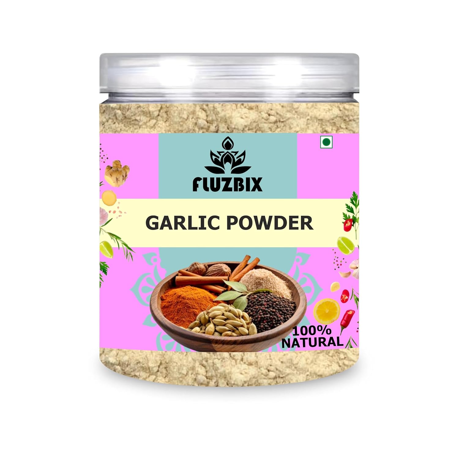 FLUZBIX All Natural Garlic Powder 10.58 OZ / 300 GM | Set Of 1 Box