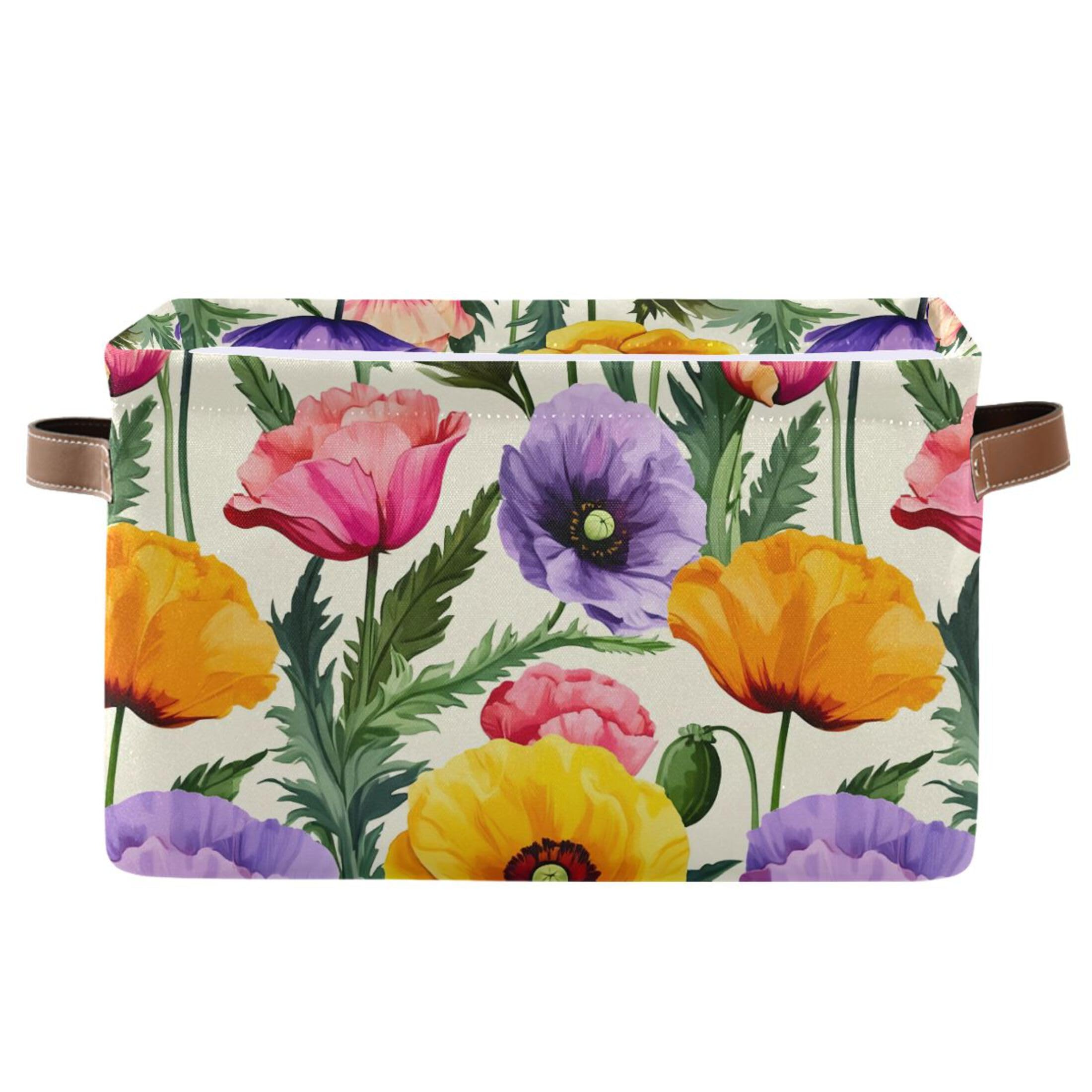 Panier de rangement pliable pour éliminer le désordre étagère motif coquelicot
