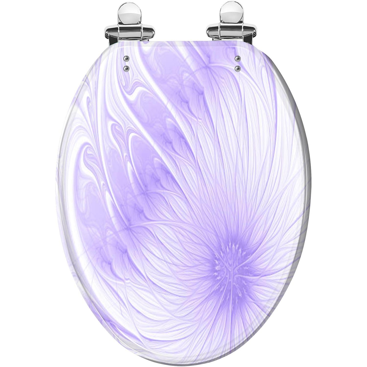 Elongated Toilet Seat Pastel Violet Flower Abstract Purple White Art Resin Toilet Seat Quietly Slow Close with Quick-Release Hinges Toilet Seat with Cover Easy to Clean Install