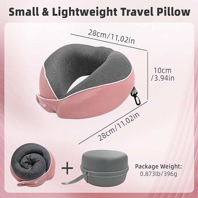 Almohada de Viaje Tipo U, Espuma Viscoelástica, Rosada miniatura 5