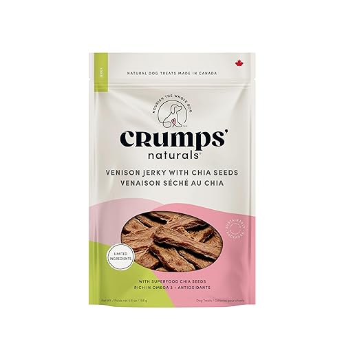 Crumps Naturals Venison Chia Jerky 5.6oz/158 Grams, Dog Treats