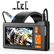 Dual Lens Borescope with 32GB Card, 4.3" Endoscope Camera with Light Support Free 1920*1080P Photo/Video, 16.4FT Semi-Rigid Inspection Snake Camera with IP67 Waterproof for Automotive, Engine & HVAC