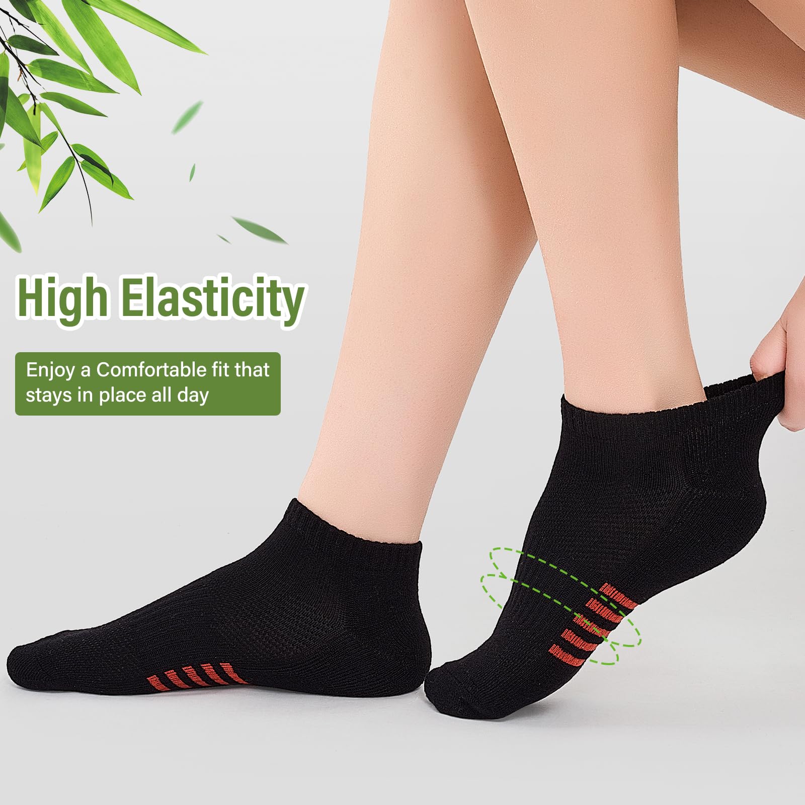 Bamboo Trainer Socks Womens 6 Pairs, Breathable Cushioned Ladies Ankle Socks, Anti Blister Short Athletic Sports Running Sock, Low Cut Summer Walking Sock — view 6