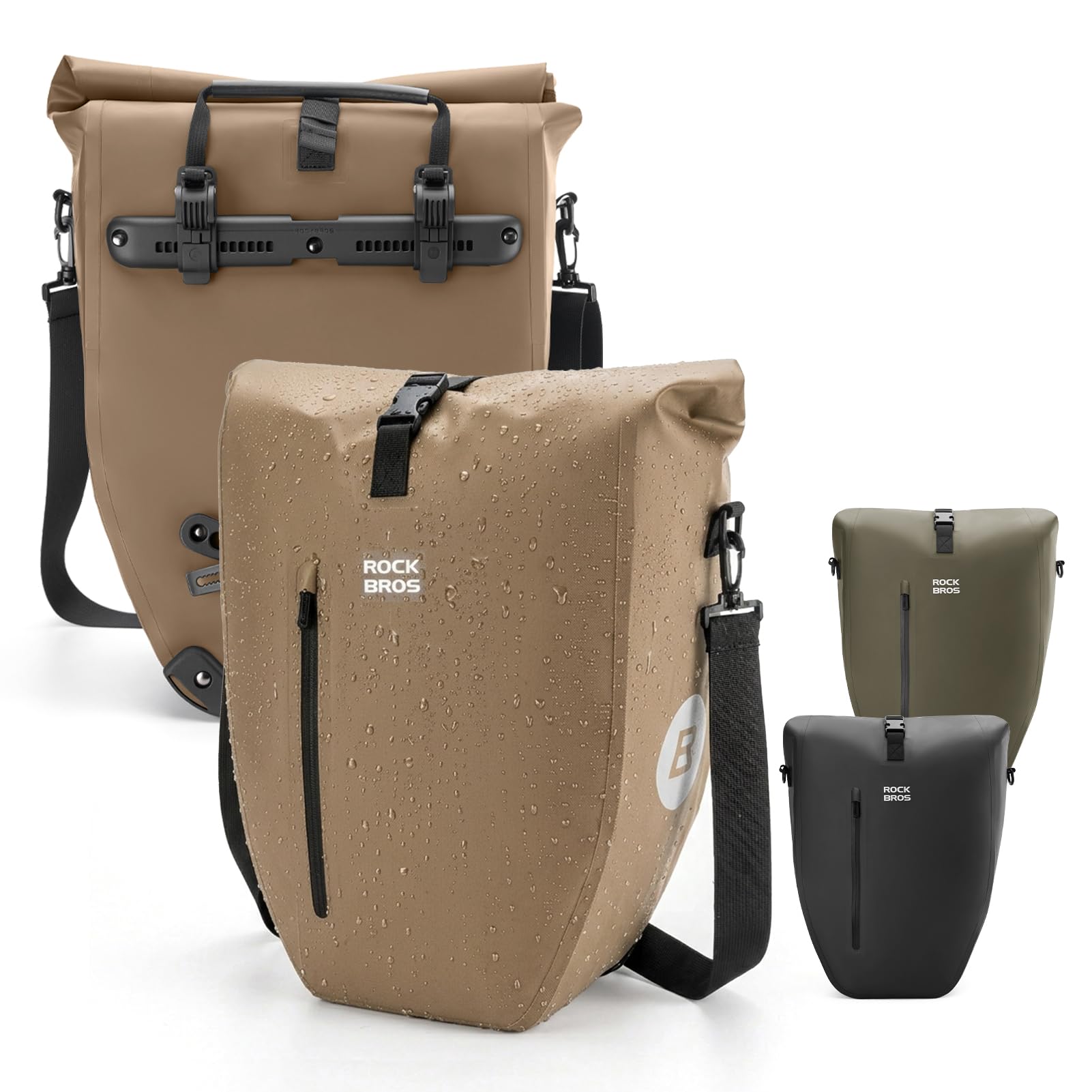 ROCKBROS Borsa da Portapacchi per Bici, Impermeabile e Riflettente 20L, Set 2 Pezzi con Maniglia e Tracolla, Borsa Posteriore per Ciclismo, Cicloturismo, Bikepacking