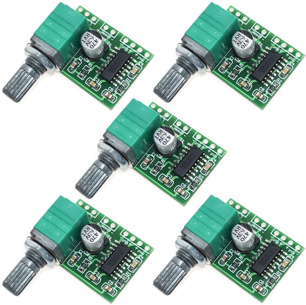5pcs Mini PAM8403 DC 5V 2 Channel USB Digital Power Amplifier Board Module 2 * 3W Volume Control with Potentionmeter