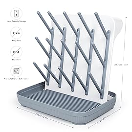 Termichy Baby Bottle Drying Rack: Vertical Bottle Dryer Rack Holder with Brushes Set- Drying Rack & Nipple Scrubber-Space Saving Standing Drying Rack for Baby Bottles and Pump Part Cleaning