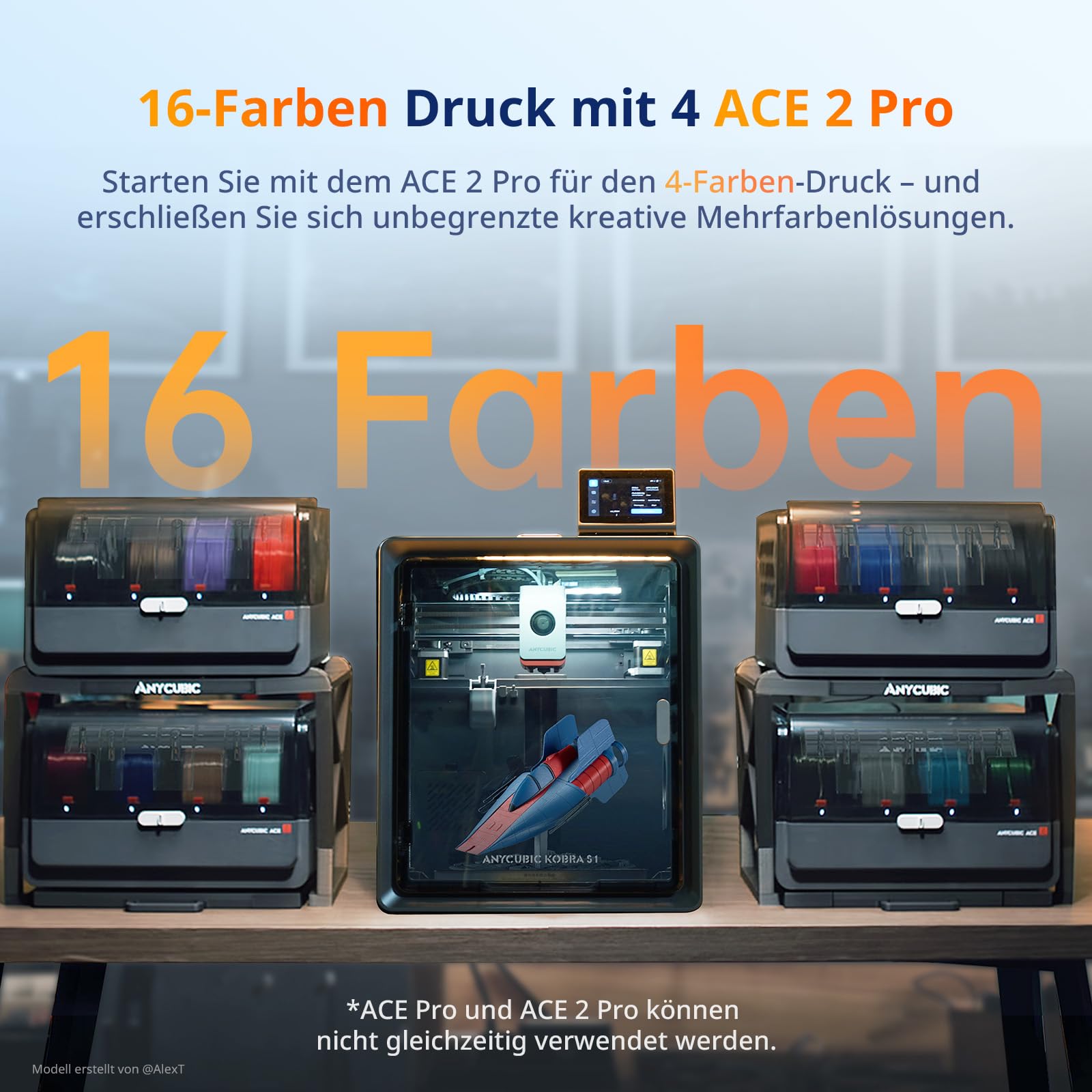 Anycubic Kobra S1 ACE 2 Pro Combo 3D-Drucker, neu mit automatischer Nivellierung | Trocknen während des Druckens, Feuchtigkeitsschutz für Filamente, Stabile CoreXY-Struktur, 320 °C Hotend, Einfach zu bedienen