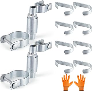 Pelopy 2 Pieces Chain Link Gate Closer with 8 Pieces 1-3/8”Chain Link Fence Gate Clips and a Pair of Gloves, 2-3/8" Post, 1-3/8" Frame - Self Closing - Includes Bolts