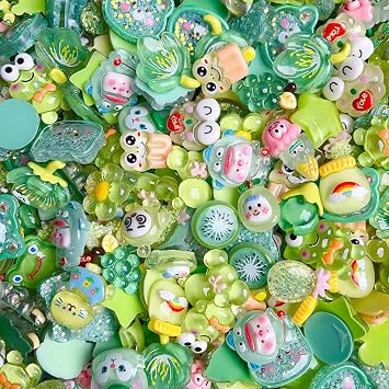 COOSLIM 10pcs Slime Charms Cute Set, Bulk Mixed Resin Charms Set Ornament ScrapbookingGreen
