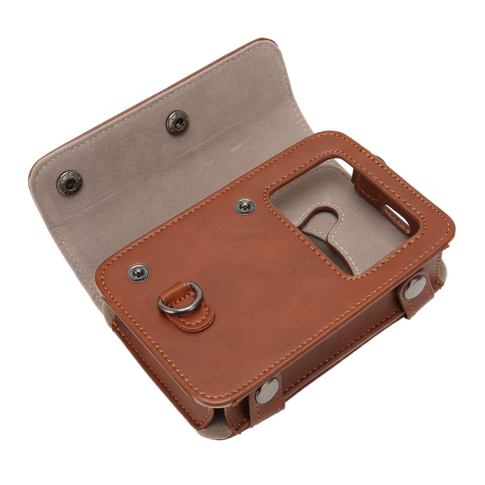 Retro Camera Case PU Leather with Adjustable Shoulder Strap, Soft Inner Layer, Removable Front Part for Kodak C210R Mini Shot 2 Brown - Image 3