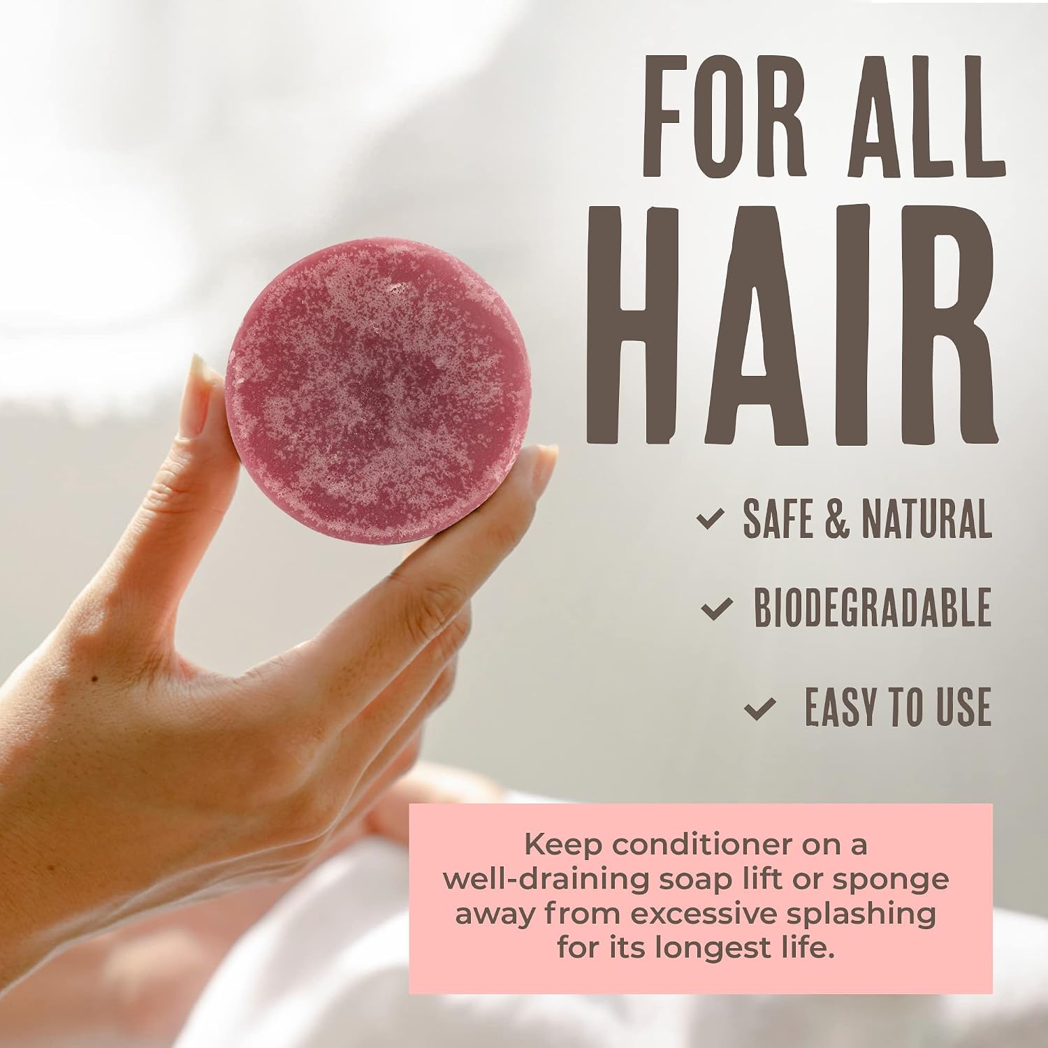 Hyaluronic and Tallow Hair Conditioner Bar, Natural Bar for Hair Growth, Hydrating for Dry Hair, Detangling Conditioner for All Hair Types, 3 fl oz, Floral image 5