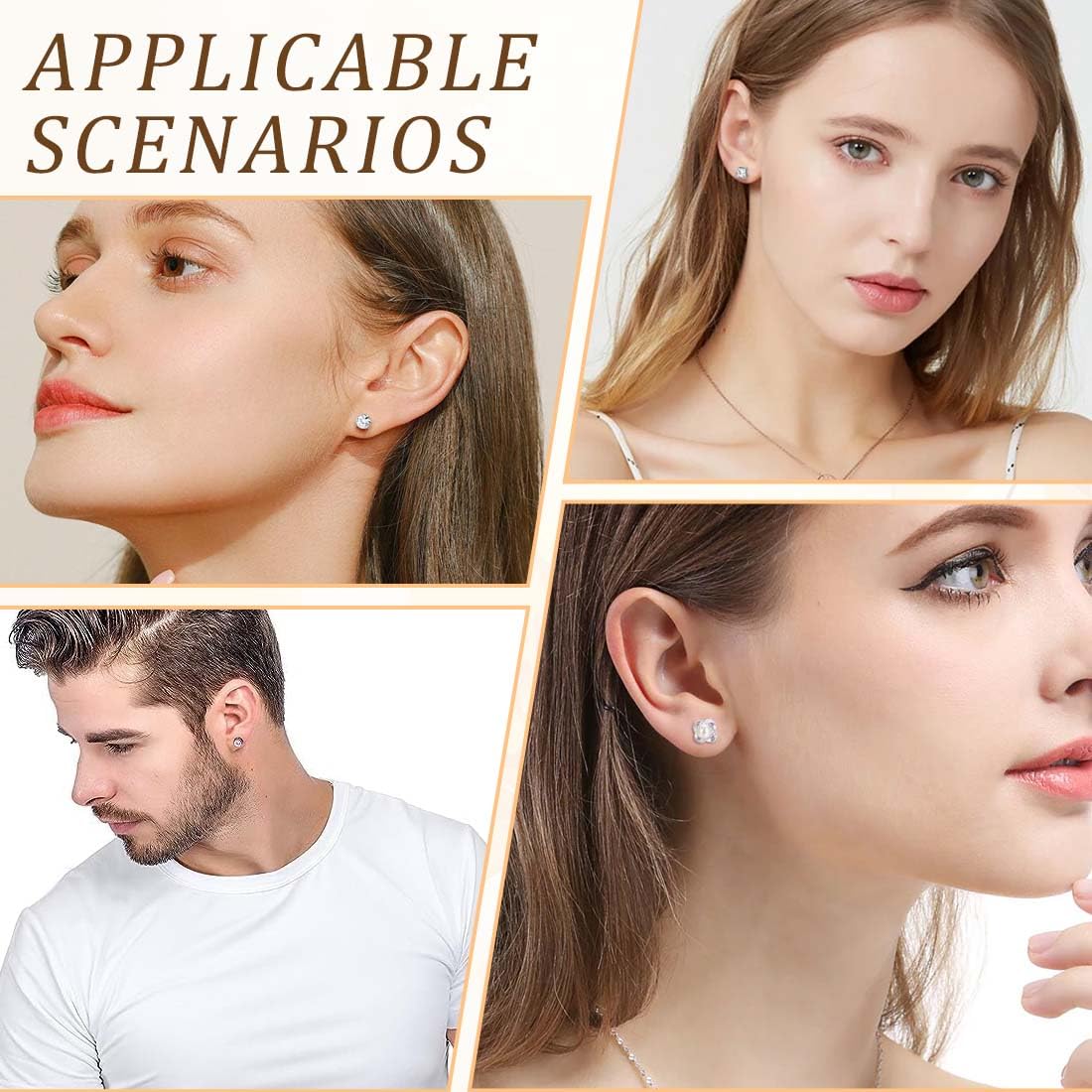 IKOPFLN 6 Paia 6mm Orecchini Magnetici Uomo, Orecchini Finti Uomo, Orecchini Senza Buco