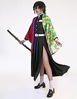 Vista 5 de miccostumes Conjunto de kimono para mujer, disfraz de cosplay y falda larga, uniforme con abrigo y cinturón